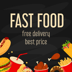 Tasty fast food web banner design for cafe