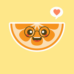 cute and kawaii Cartoon character orange. Healthy Happy Organic Fruit Character Illustration. Citrus fruits that are high in vitamin C. Sour, helping to feel fresh.
