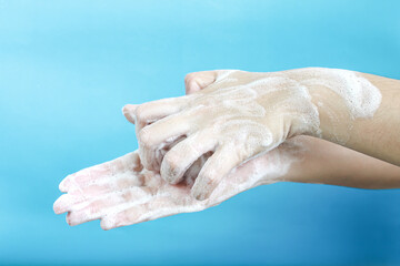Fototapeta premium Hand washing, fingertip, rubbing palm