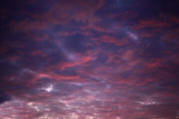 The vast blue sky and red clouds. Blue sky panorama.