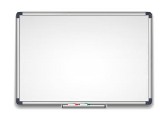 Whiteboard, marker white school board realistic vector