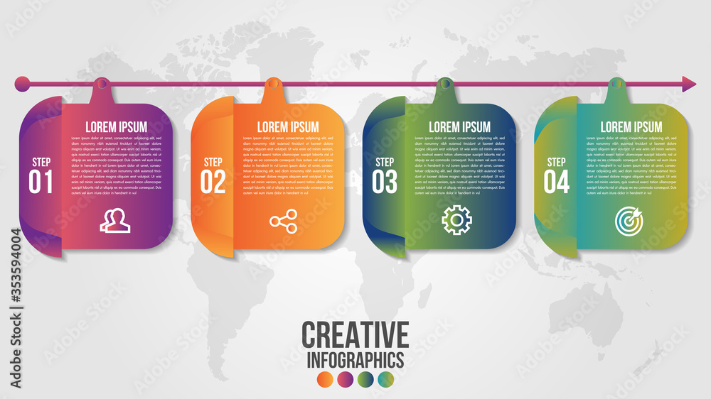 Poster infographic modern timeline design vector template for business with 4 steps or options illustrate a