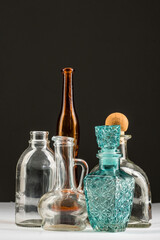 Lots of glass bottles and vases
