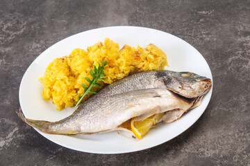 Steamed Dorada fish with rice