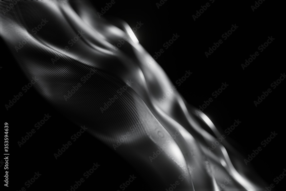 Poster abstract futuristic digital wave of particle technology dark blurred background animation 3d renderi