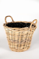 Fototapeta na wymiar Old vintage basket, craft handmade picnic storage