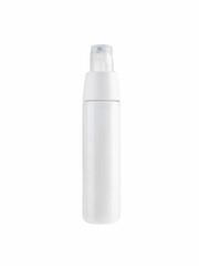 white plastic bottle for cosmetic products isolated on white background
