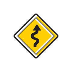 Right-sided winding road sign