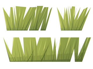 Green grass in flat cartoon style. Stylized grass border.