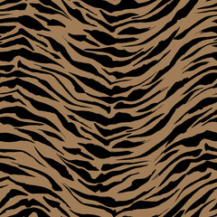 Realistic Safari pattern background, tiger animal skin print, vector seamless design. African safari leopard animal fur pattern with black spots background, ink modern decoration