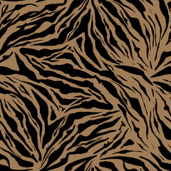 Beige Safari pattern background, tiger animal skin print, vector seamless design. African safari leopard animal fur pattern with black spots background, modern decoration