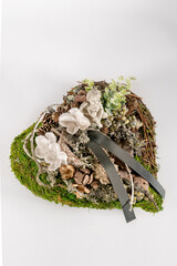 Funeral Flowers Arrangement, wreath, cemetery flowers, bouquet, funeral flowers on white