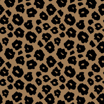 Safari pattern background, jaguar or cheetah panther animal skin print, vector seamless design. African safari leopard animal fur pattern with black spots on brown background, modern decoration