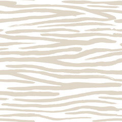 Fototapeta na wymiar Safari pattern, pastel color zebra seamless print, vector background. African safari wild animal fur skin pattern with beige stripes on white background, simple flat modern decoration background