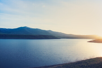 Cloudy sky and beautiful view of Spandaryan Resrvoir, Armenia