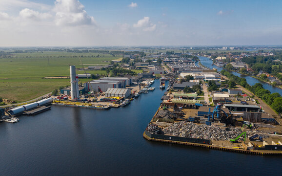 Aerial. Harbor. Industriehaven Kranerweerd Zwartsluis Overijssel. Netherlands. Harbour