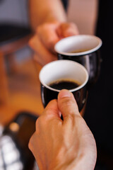 Drip Coffee with a black coffee mugs.