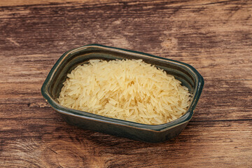 Raw basmati rice in the bowl
