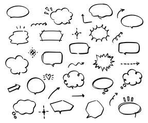 Fototapeta premium シンプルでおしゃれな手書きの吹き出し／イラスト／ふきだし