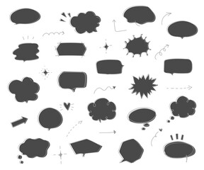 シンプルでおしゃれな手書きの吹き出し／イラスト／ふきだし