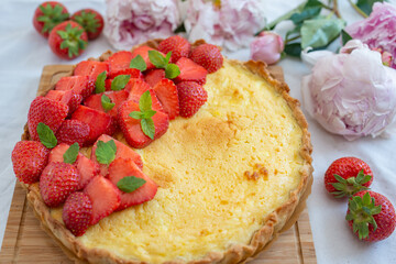 sweet home made strawberry vanilla tarte