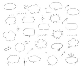 シンプルでおしゃれな手書きの吹き出し／イラスト／ふきだし
