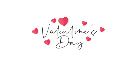 Valentine's day text and paper heart, love banner, isolated text vector