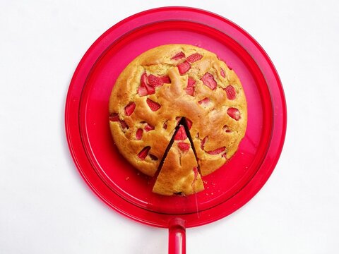 Strawberry Pie On Red Tray