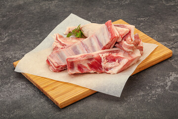 Raw lamb ribs for cooking