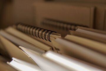 Notebooks on the shelf at bookshop