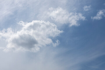 Background and texture of light Cumulus clouds in the blue sky.