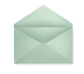 Realistic green envelope isolated, paper object vector
