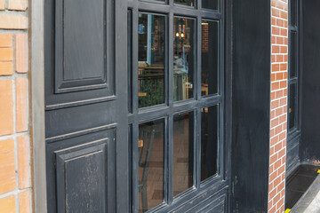 Retro black wooden window frame