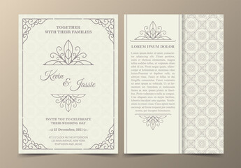 Vintage style vector design invitation card with a white background	