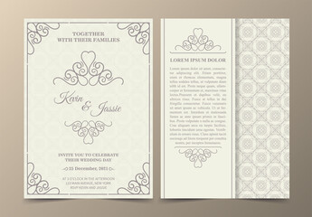 Vintage style vector design invitation card with a white background	