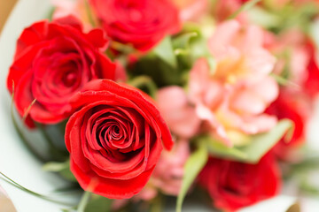 Flower arrangement, spring bouquet on the table