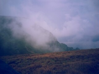 beautiful clouds seen from the top of the mountain 