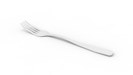 3D rendering of a fork cutlery tool eating eat food isolated on white