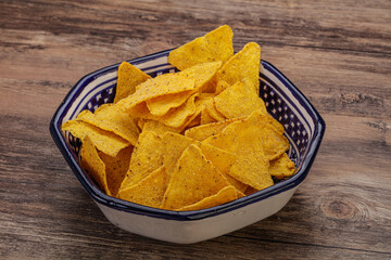 Mexican crunchy corn nachos triangle