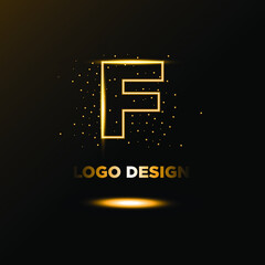 Unique modern creative elegant luxurious artistic black and gold color F initial based letter icon logo.