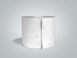 single toilet paper roll 3d render on a grey gradient