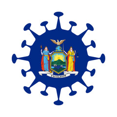 Flag of New York in virus shape. Us state sign. Vector illustration.