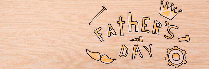 Happy Fathers Day gift tag with top border of tools