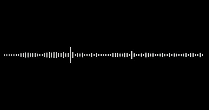 4k black and white animation of audio visualizer on black background. Black and white equalizer on dark background.  Formats UHD, HD, 1080p 4K..