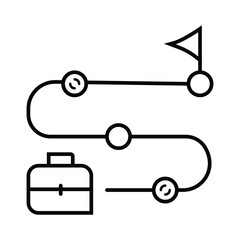 curved path with paragraphs home and work icon