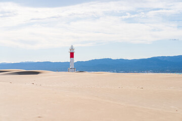 DELTA DE L'EBRE, TARRAGONA, CATALUNYA, SPAIN - JUNE 5, 2019: Beach of 
