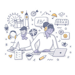 Improving English Language Skill Doodle Concept