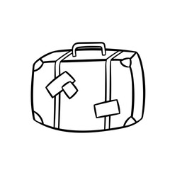 Travel suitcase.A simple sketch drawn by hand.Summer vector illustration in Doodle  style. Isolated object on a white background. For the design of icons, logos, and children's coloring books.