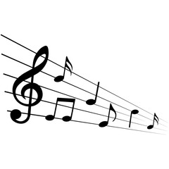 Music notes, isolated on white background, vector illustration.