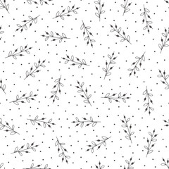 Seamless pattern with hand drawn flowers, vector illustration